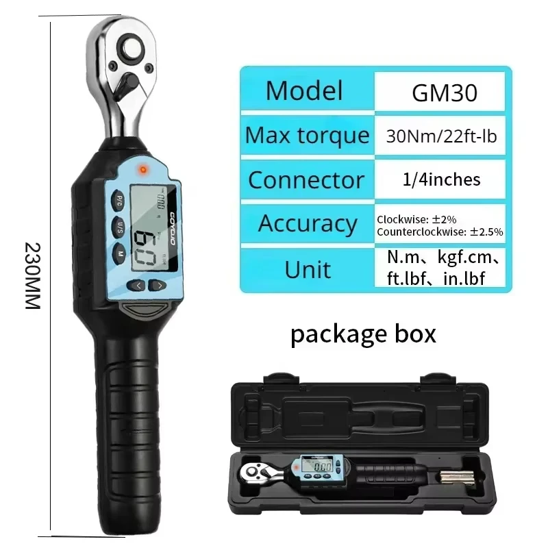 GOYOJO Digital Torque Wrench, 1/4", 3/8" or 1/2" Drive, ±2%, 0.7-22ft-lb