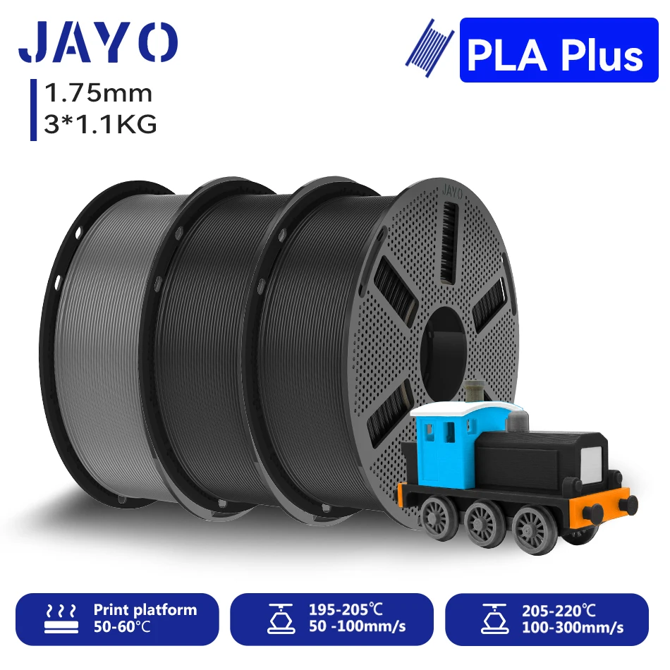 JAYO PLA+ Filament 1.75mm, 3 × 1.1 kg Sets, GY2BK