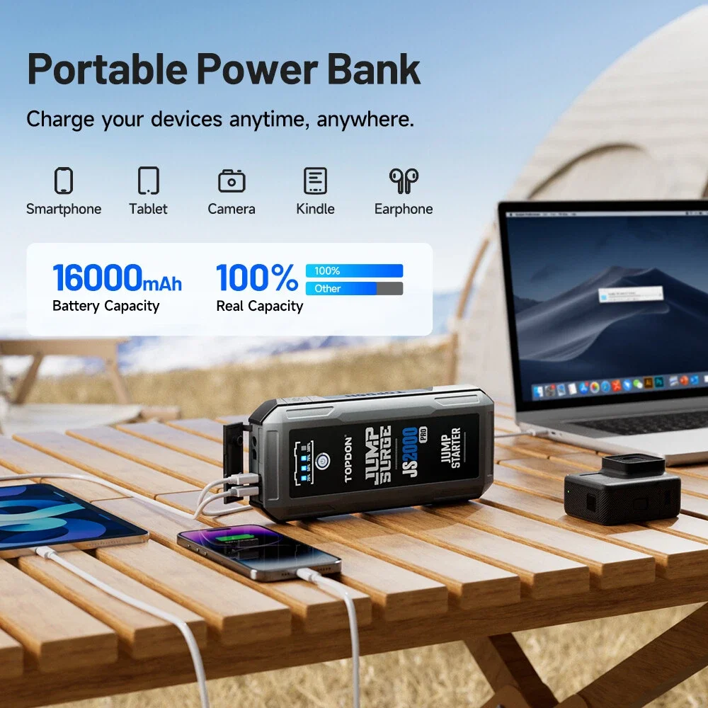 TOPDON JS2000PRO 2500A Jump Starter & Power Bank, 16,000 mAh – photo 4