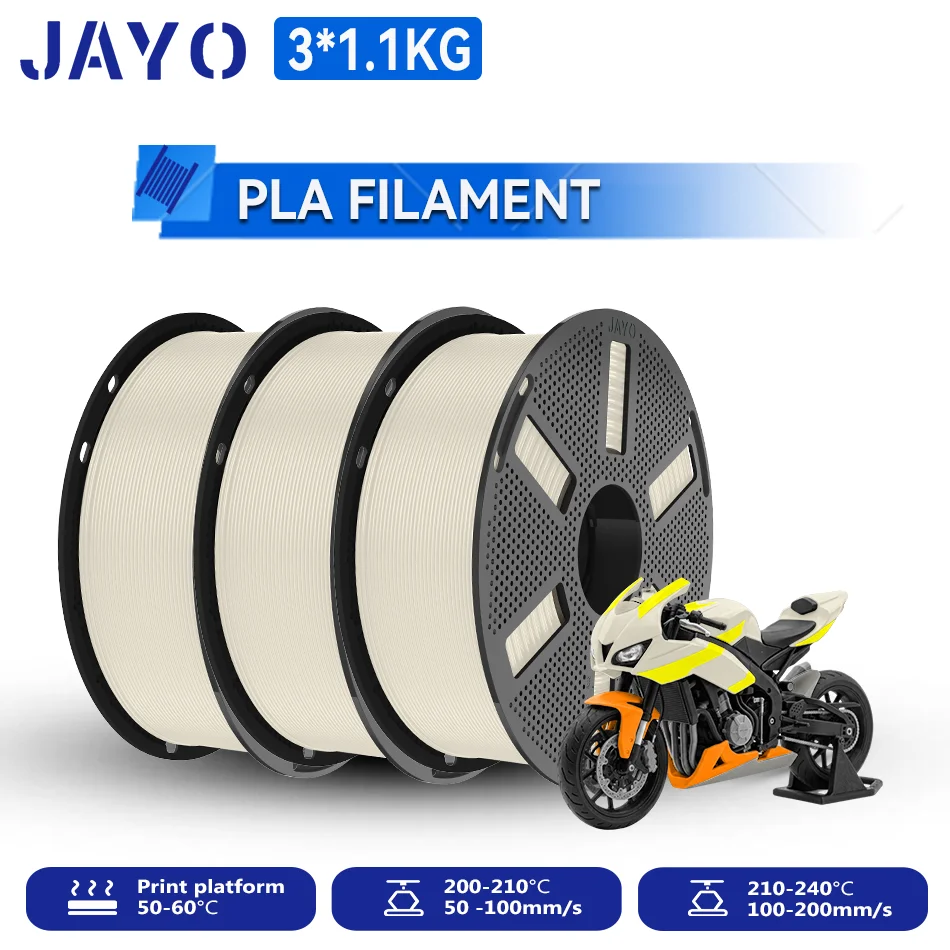 JAYO PLA Filament 1.75mm, 3 × 1.1 kg Single-Color Packs, 3CRM