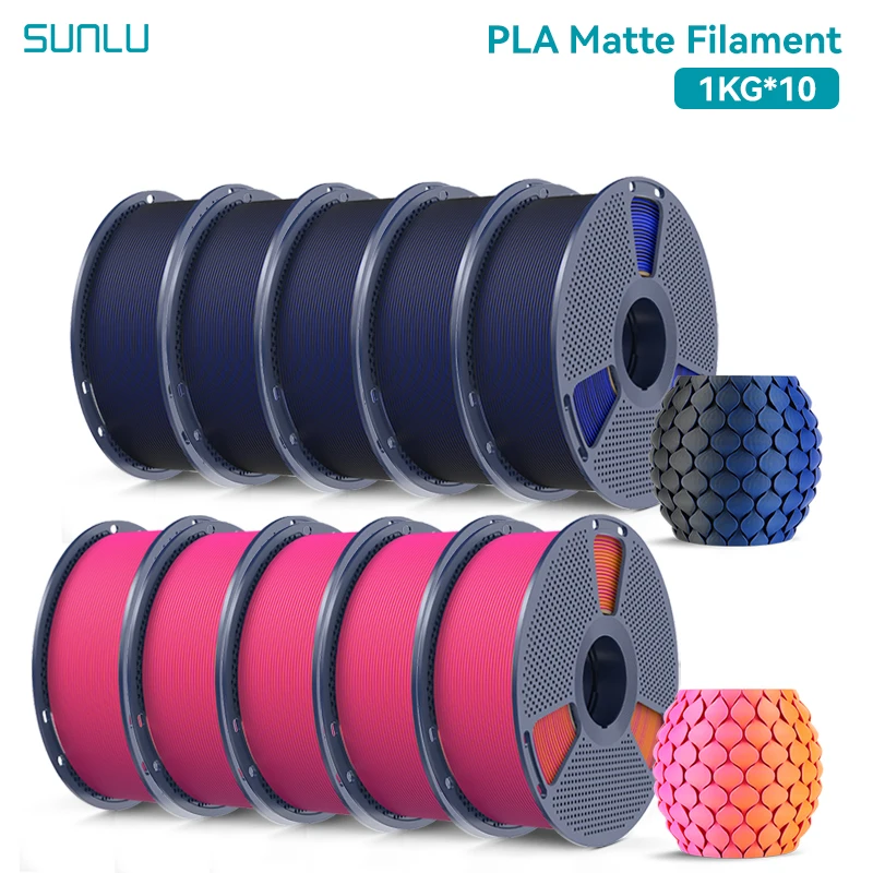 SUNLU Dual Color Matte PLA Filament 1.75mm, 10 kg, 5BKBL 5ORRD