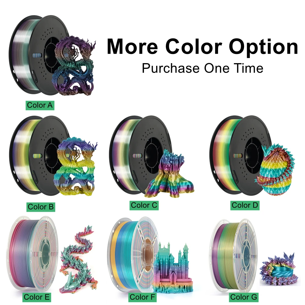 KINGROON Rainbow Silk PLA Filament 1.75mm, 1 kg – photo 3