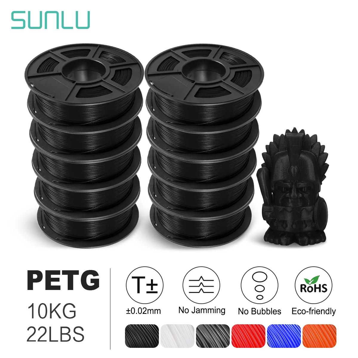 SUNLU PETG Filament 1.75mm, 10 kg (10 × 1 kg) – photo 2