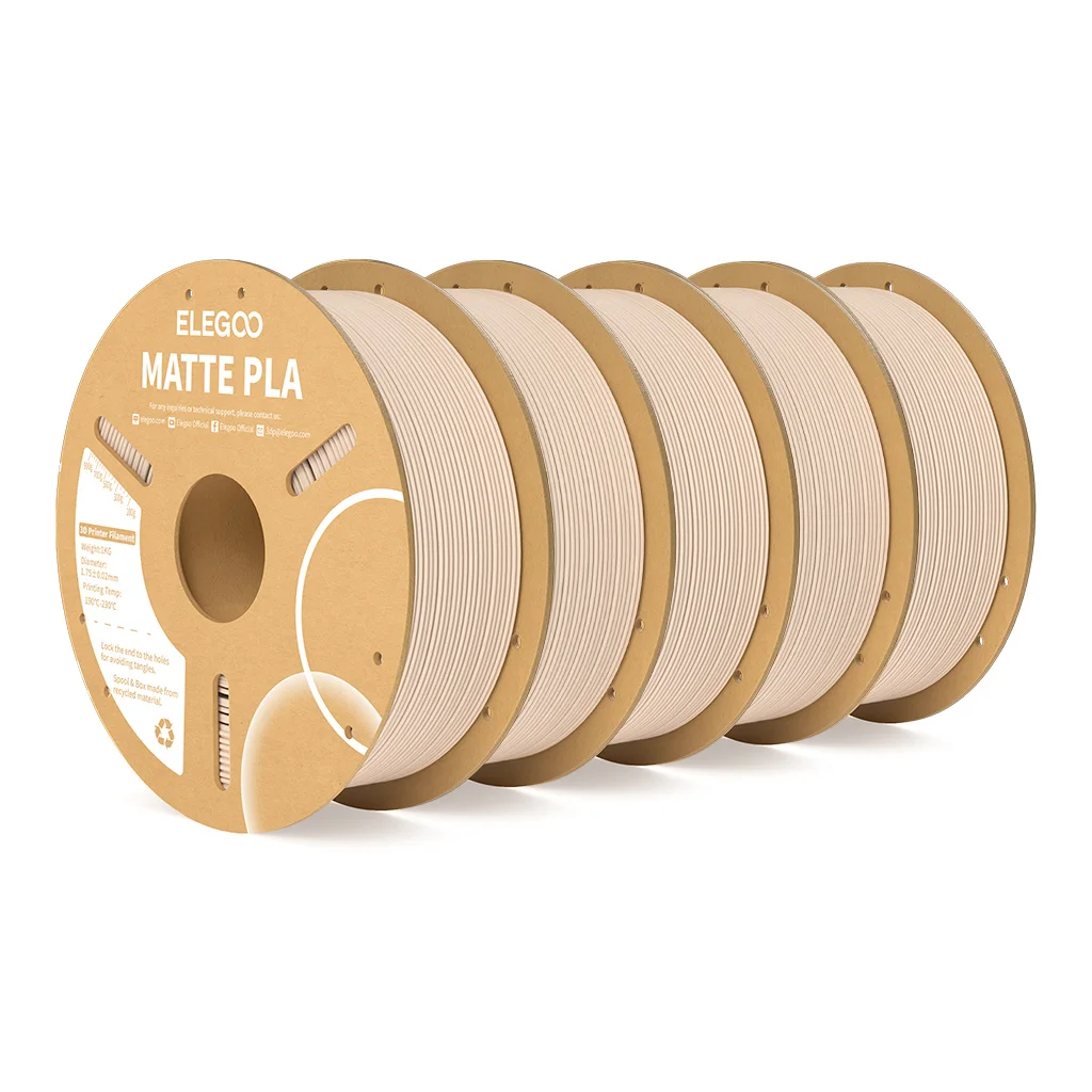 ELEGOO Matte PLA Filament 1.75mm, 5 kg (5 × 1 kg), 5KG Beige