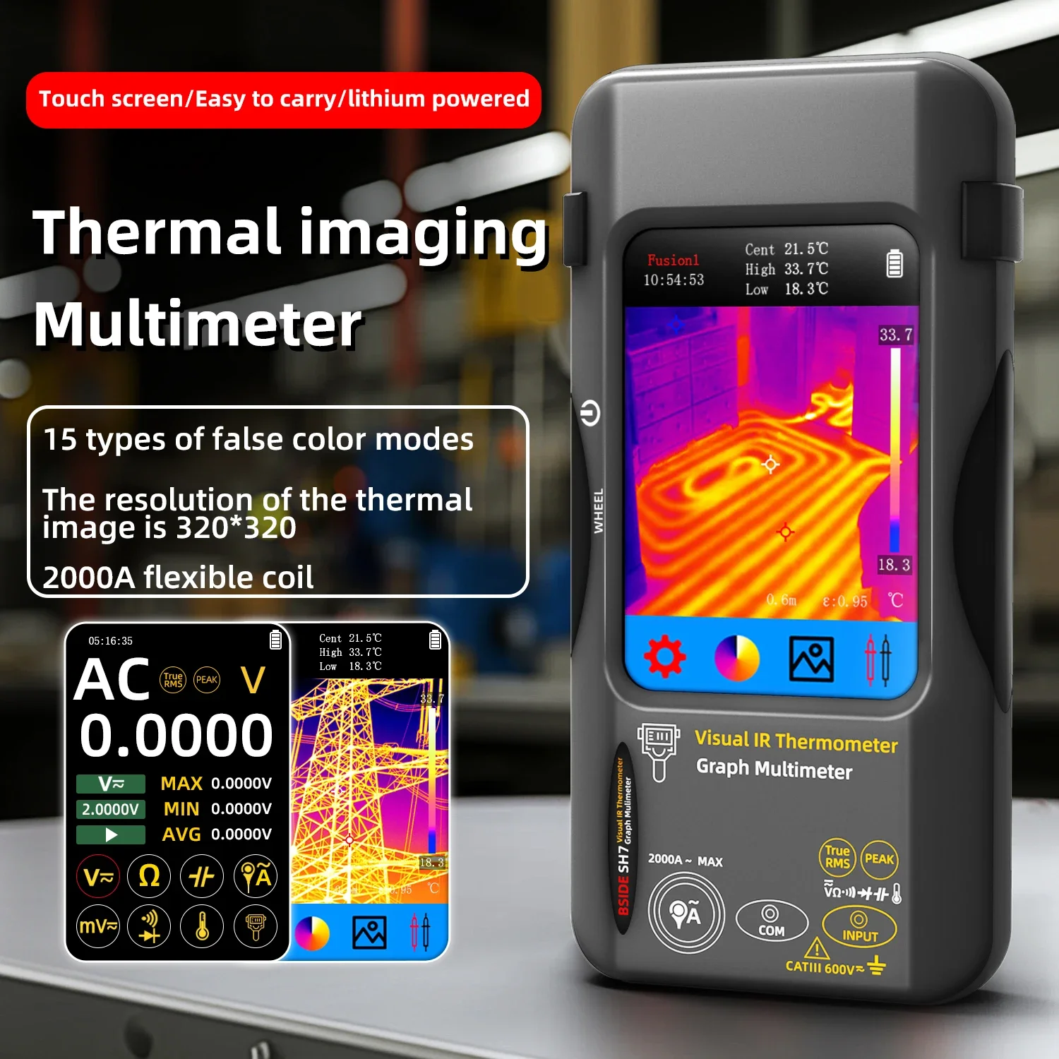 BSIDE SH7 Thermal Imager & Multimeter 2-in-1, 320×320