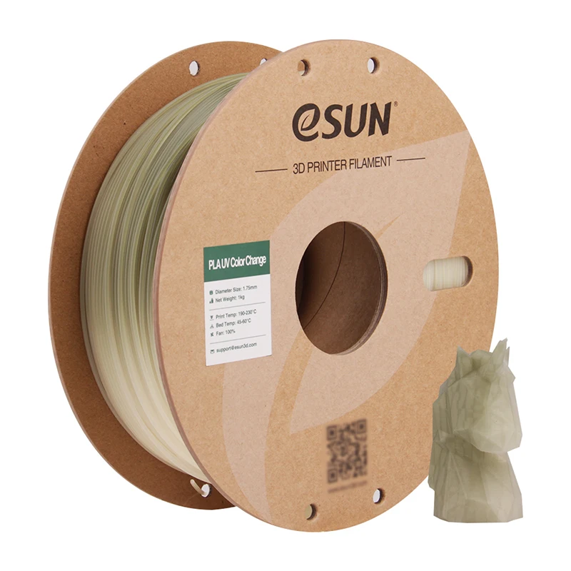 eSUN Photochromic PLA Filament 1.75mm, UV Color Change, 1 kg, UV CHANGE GREEN