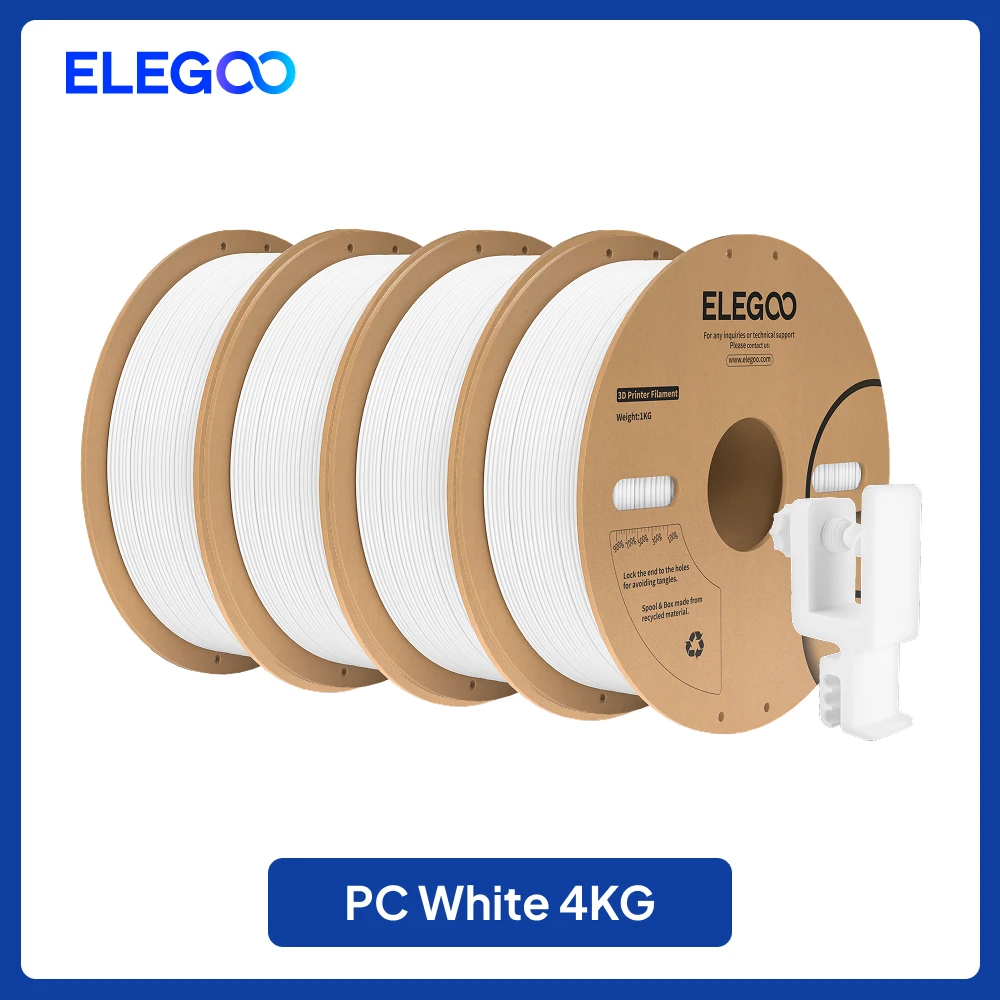 ELEGOO PC Polycarbonate Filament 1.75mm, 2 kg or 4 kg, 4KG White
