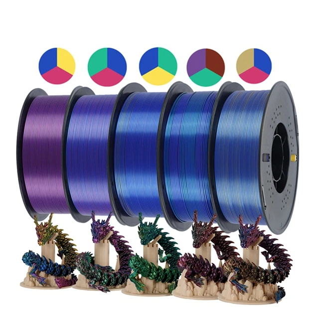 KINGROON Tri-Color Silk PLA Filament 1.75mm, 5 kg, 5KG Mix A