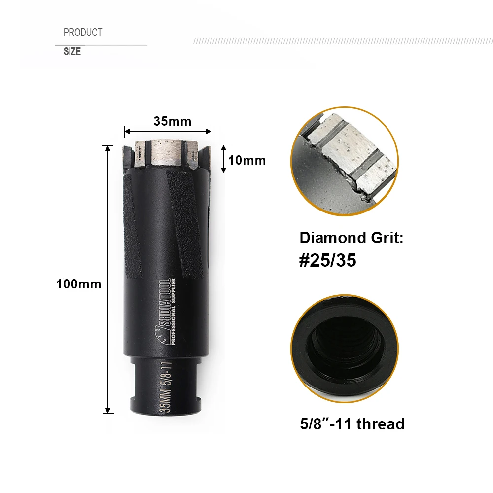SHDIATOOL 1-3/8" Diamond Core Drill Bit for Stone, 5/8"-11 – photo 3