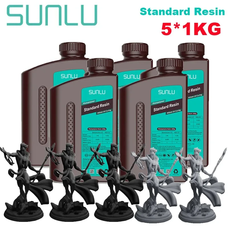 SUNLU Standard UV Resin 405nm, 5 kg (5 × 1 kg), Standard 3BK2DG