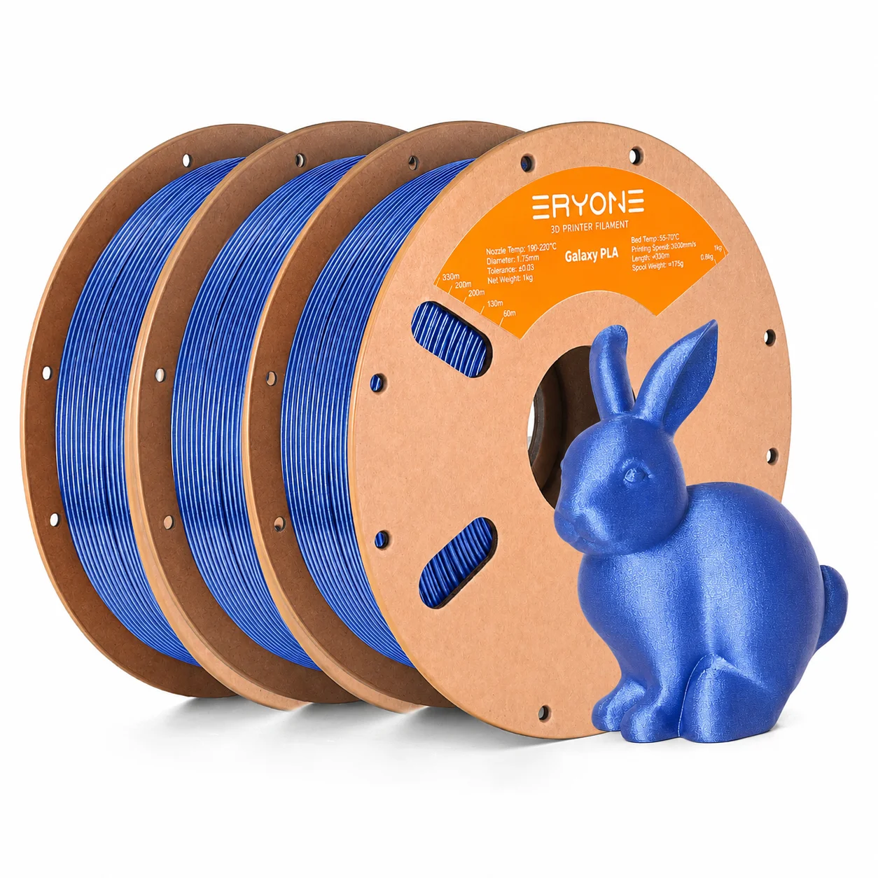 ERYONE Galaxy Glitter PLA Filament 1.75mm, 3 kg (3 × 1 kg), Blue 3KG