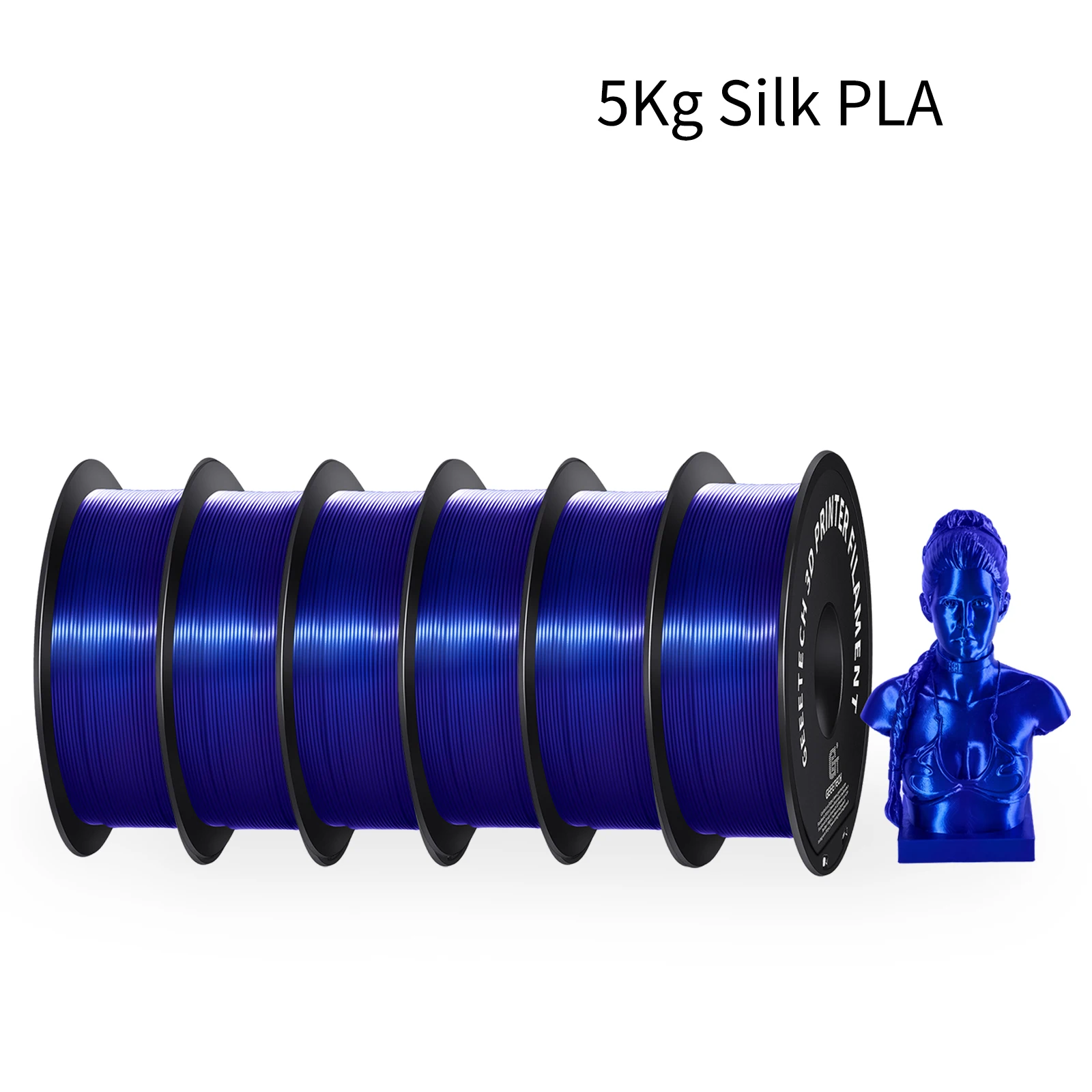 Geeetech Silk PLA Filament 1.75mm, 5 kg (5 × 1 kg), Silky Royal Blue