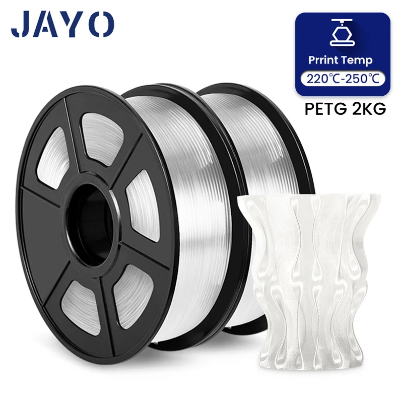 JAYO PETG, PLA & TPU Filament 1.75mm, 2-Roll Packs, PETG transparent 2kg