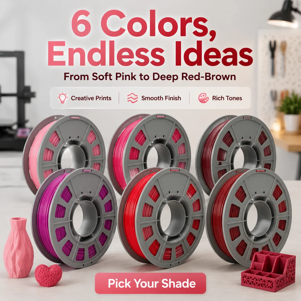 FUN TOO PETG Filament 1.75mm, Pink & Red Shades, 6 × 300 g – photo 7