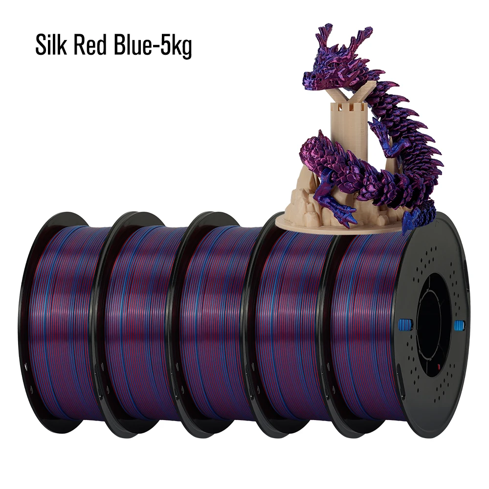 KINGROON Dual Color Silk PLA Filament 1.75mm, 5 kg, Silk Red Blue