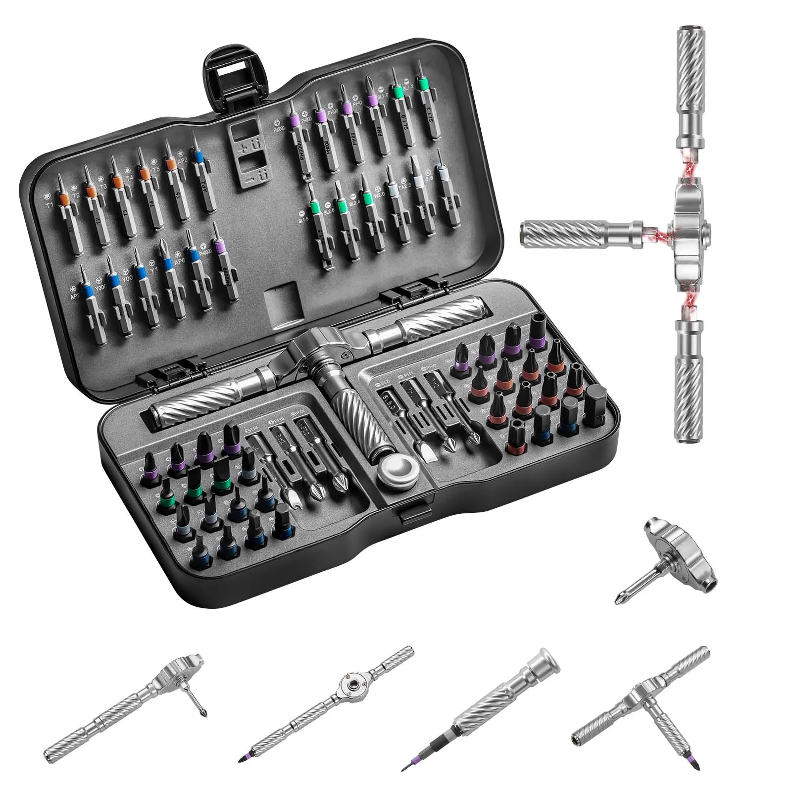 VMAN 66-in-1 Ratchet Screwdriver Set with Magnetic Bits