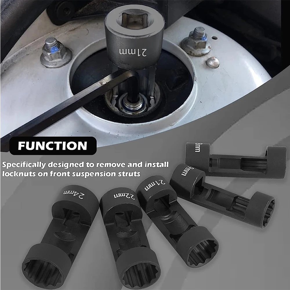 UTMALL Strut Nut Socket Set, 1/2" Drive, 5 Pieces – photo 4