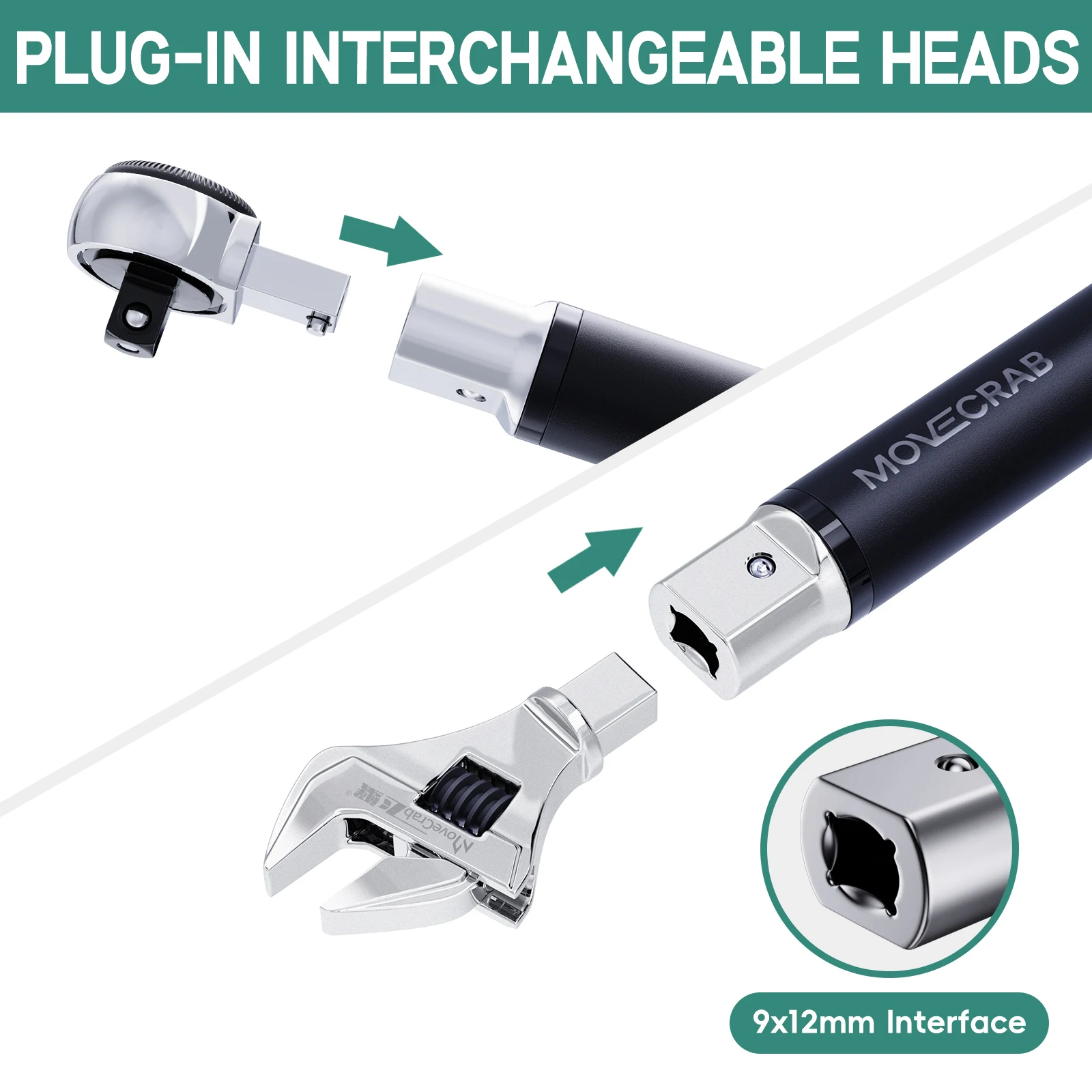 MoveCrab Digital Torque Wrench, 6.8–135 N·m, Interchangeable Heads – photo 2