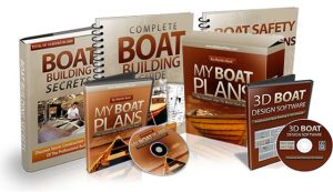 Complete MyBoatPlans package: plans box, guides, DVDs and 3D design software