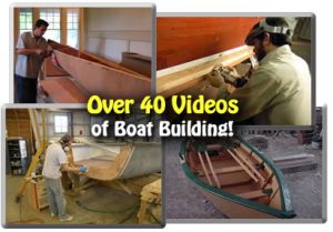 Stills from the boat building videos with the caption "Over 40 Videos of Boat Building"