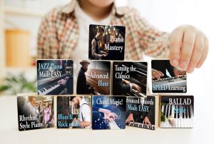 The Pianoforall books stacked like building blocks