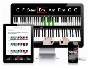 Pianoforall lessons on a computer, a tablet and a phone