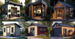 Six modern shed designs with flat roofs and large windows