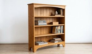 Solid wood bookcase filled with books