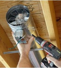 Installing an in-line duct fan with a cordless drill